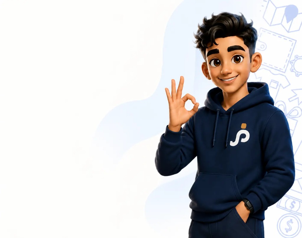 SAJ character making an OK sign. One product for every stage of commerce.