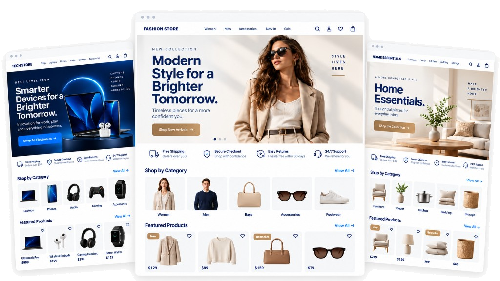 SAJ LAUNCH store templates for tech, fashion, and home essentials.