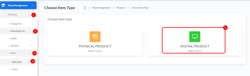 Add Digital Product, step 1