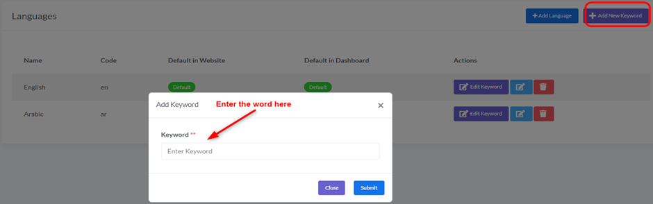 Keyword Management, step 1