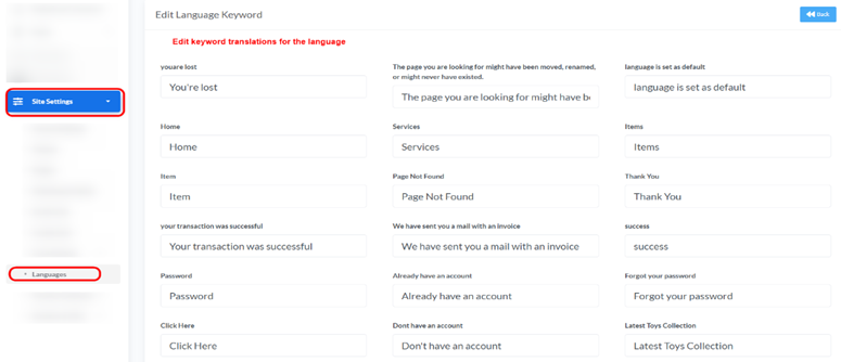 Keyword Management, step 2