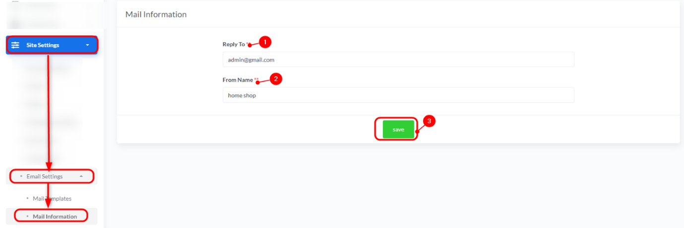 Mail Information, step 1